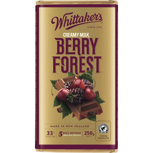 Whittakers 33% Cocoa Creamy Milk Berry Forest Chocolate Block 250g