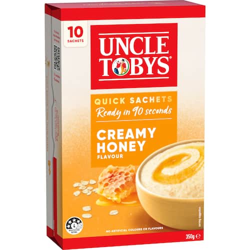 Uncle Toby's Quick Oats Creamy Honey Sachets 10pk 350g