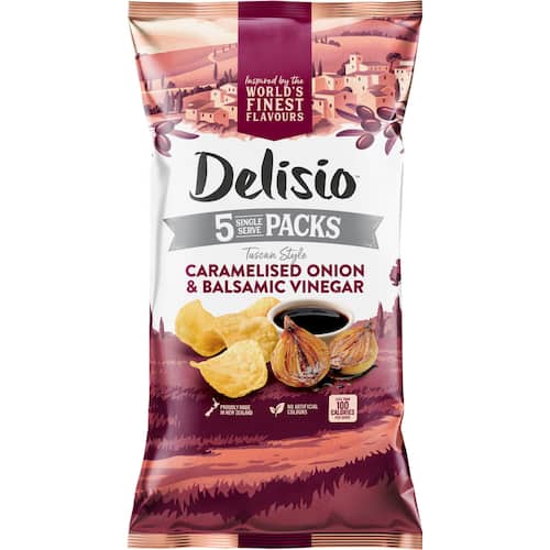 Delisio Caramelised Onion & Balsamic Vinegar Potato Chips 5pk 90g