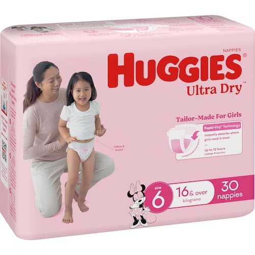 Huggies Ultra Dry Junior Girl Size 6 Nappies 30pk
