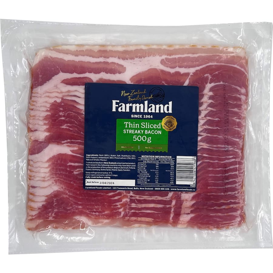 Farmlands Thin Sliced Streaky Bacon 500g