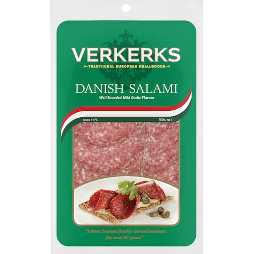 Verkerks Salami Sliced Danish 100g