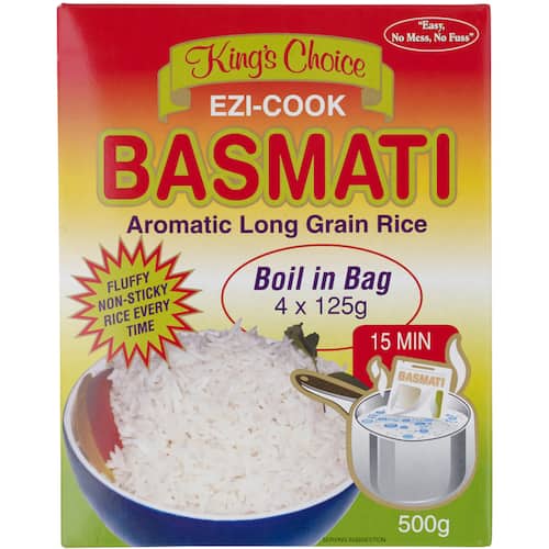 Kings Choice Ezi Cook Boil In Bag Basmati Rice 4pk x 125g