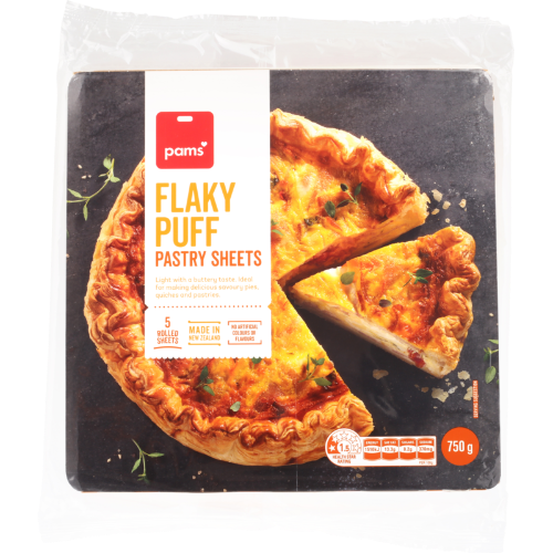 Pams Flaky Puff Pastry Sheets 5 Rolled Sheets 750g