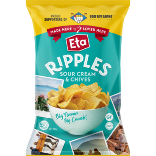 Eta Ripples Sour Cream & Chives Potato Chips 150g