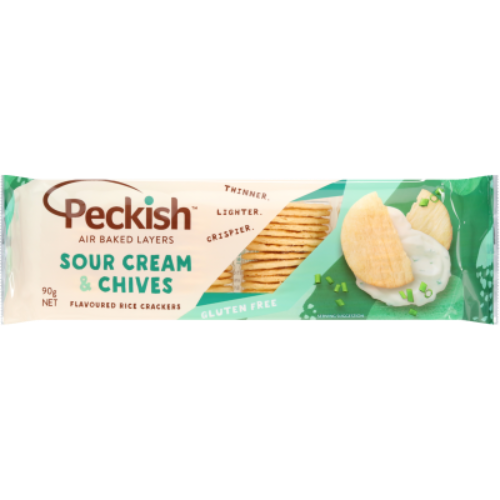 Peckish Sour Cream & Chives Rice Crackers 90g