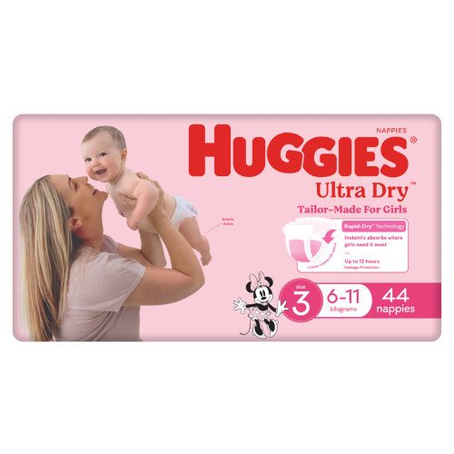 Huggies Ultra Dry Crawler Size 3 Girls Nappies 44pk