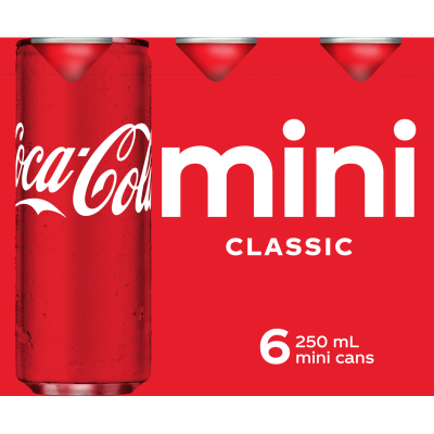 Coca Cola Classic Soft Drink Mini Cans 6pk x 250ml