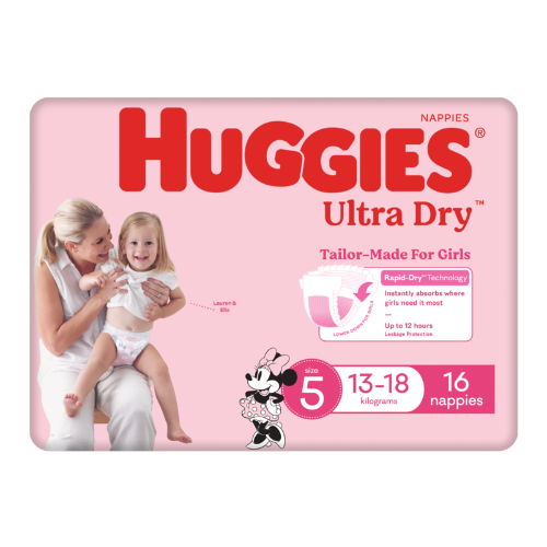 Huggies Ultra Dry Walker Girl Size 5 Nappies 16pk