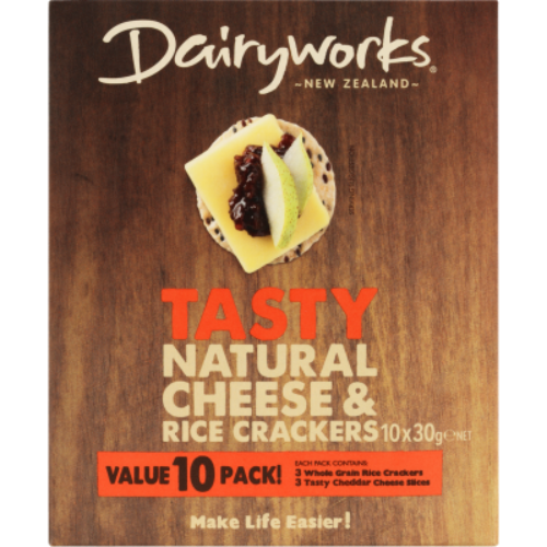 Dairyworks Tasty Natural Cheese & Rice Crackers 10 pack