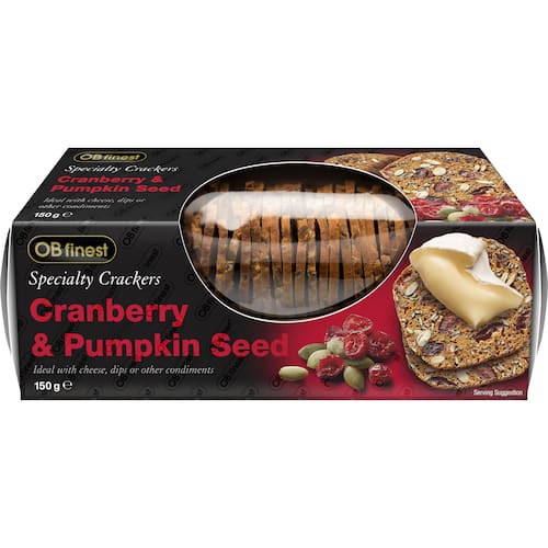 OB Finest Cranberry & Pumpkin Seed Specialty Crackers 150g