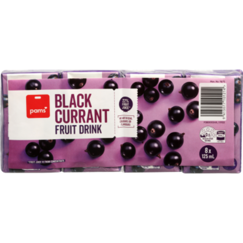 Pams Blackcurrant Fruit Drink 125ml 8pk
