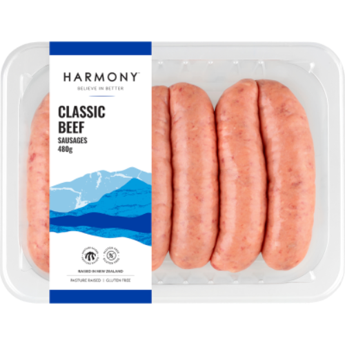 Harmony Classic Beef Sausages 6pk