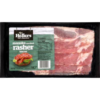 Hellers Manuka Smoked Rasher Bacon 200g