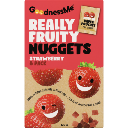 GoodnessMe Really Fruity Strawberry Fruit Nuggets 8pk 120g