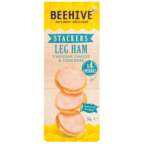 Beehive Stackers Leg Ham Cheddar Cheese & Crackers 50g
