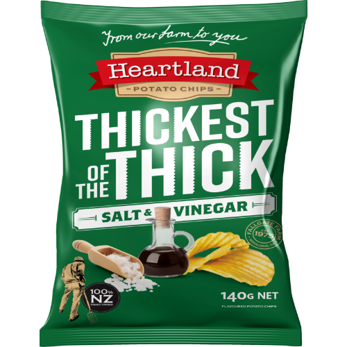 Heartland Thickest Of The Thick Salt & Vinegar Potato Chips 140g