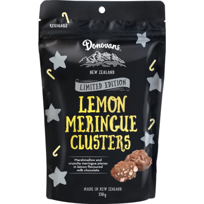 Donovans Limited Edition Lemon Meringue Clusters Milk Chocolate 130g