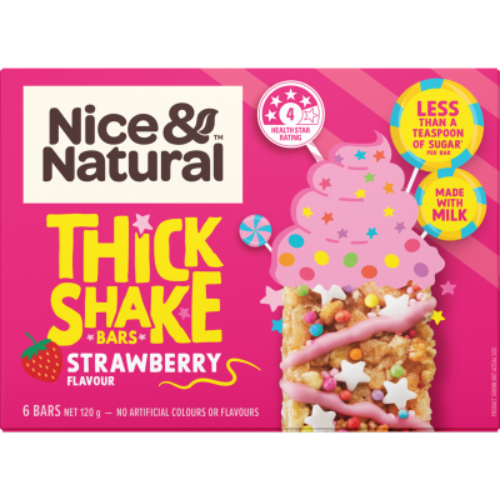 Nice & Natural Thick Shake Strawberry Bars 6pk 120g