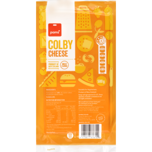 Pams Cheese Block Colby 500g