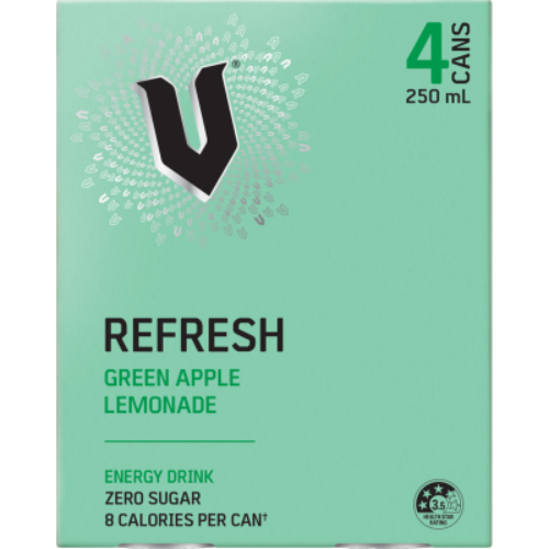 V Zero Sugar Green Apple Lemonade Energy Drink 250ml 4pk