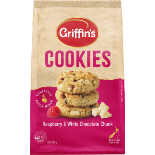 Griffins Raspberry & White Chocolate Chunk Cookies 200g