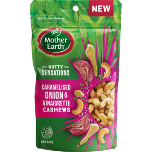 Mother Earth Nutty Sensations Caramelised Onion & Vinaigrette Cashews 140g