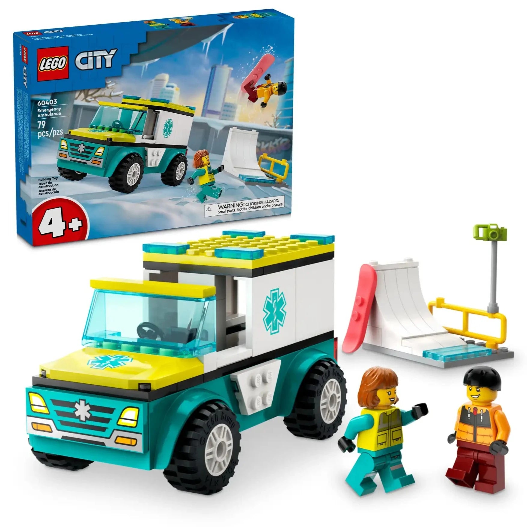 Lego City Emergency Ambulance Snowboarder