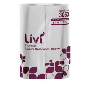 Livi Impressa Luxury Bathroom Tissue 3ply 225 Sheets 8x6pk