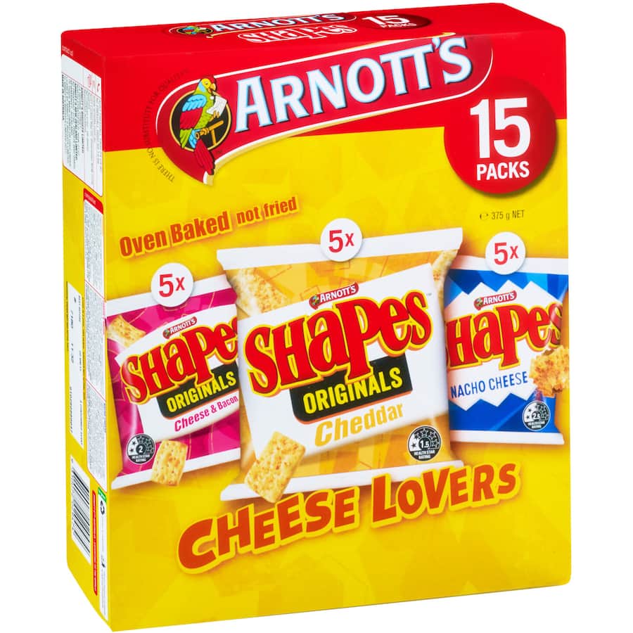 Arnotts Shapes Cheeselovers Mulitpack 15pk 375g