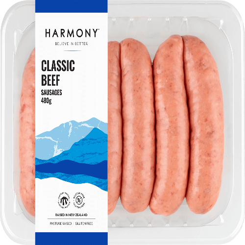 Harmony Classic Beef Sausages 6pk