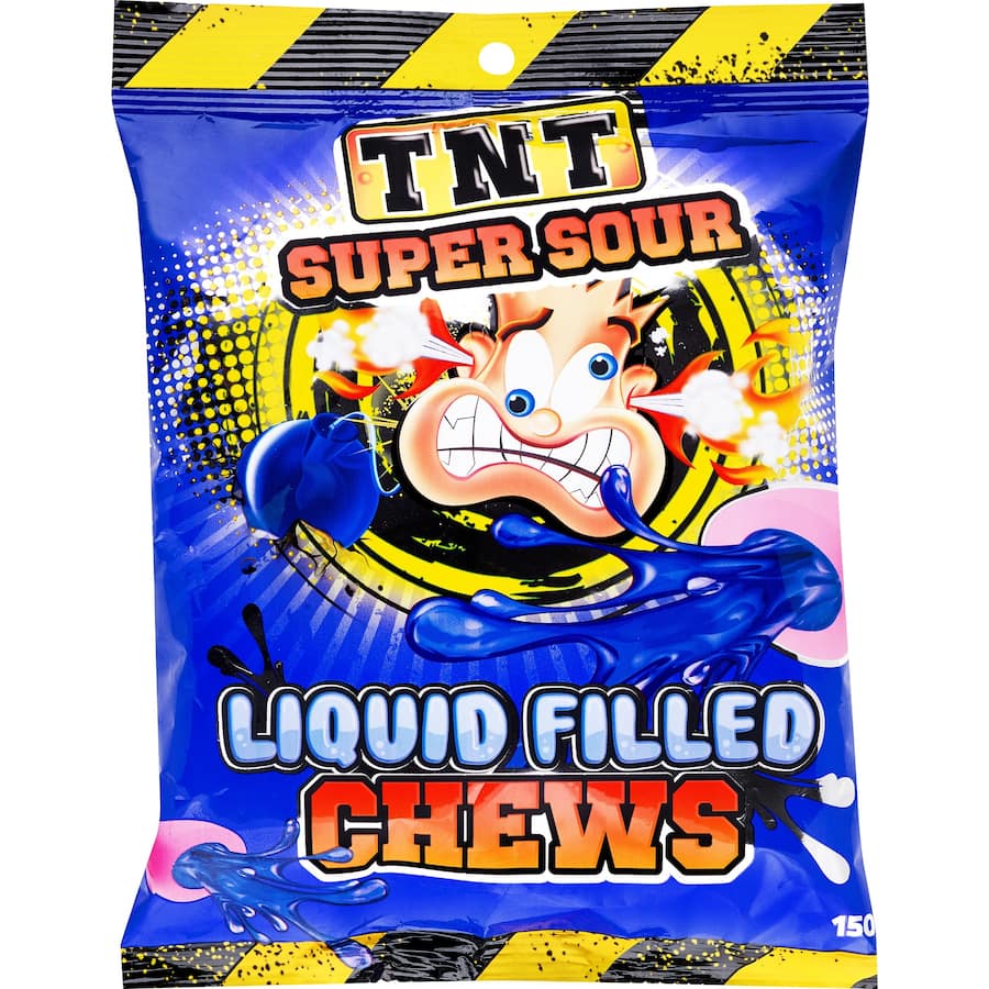 TNT Super Sour Candy Coated Sour Fruits Liquid Filled Chews 180g