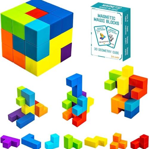 Magnetic 3D Puzzle and Book showing designs to Build