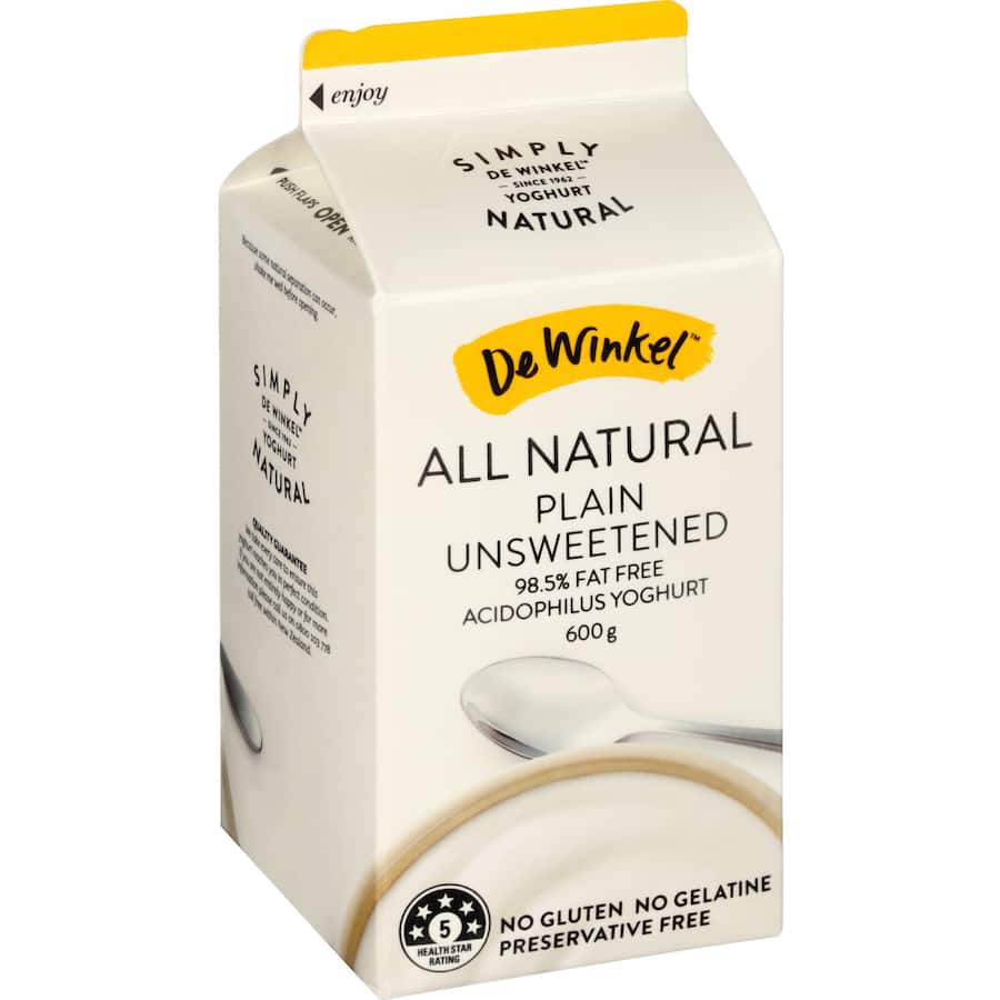 De Winkel All Natural Plain Unsweetened Yoghurt 600g