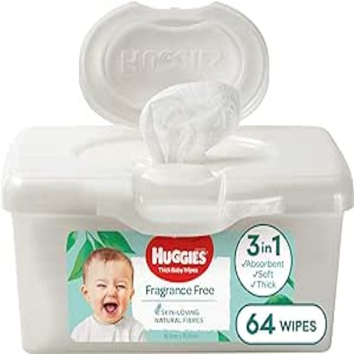 Huggies Fragrance Free Thick Baby Wipes Tub 64pk DISCONTINUED