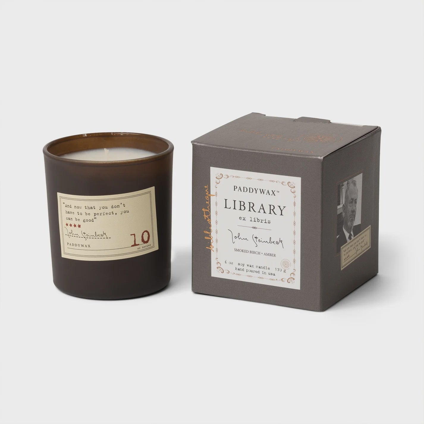 Paddywax Library Boxed Glass Candle - Smoked Birch & Amber