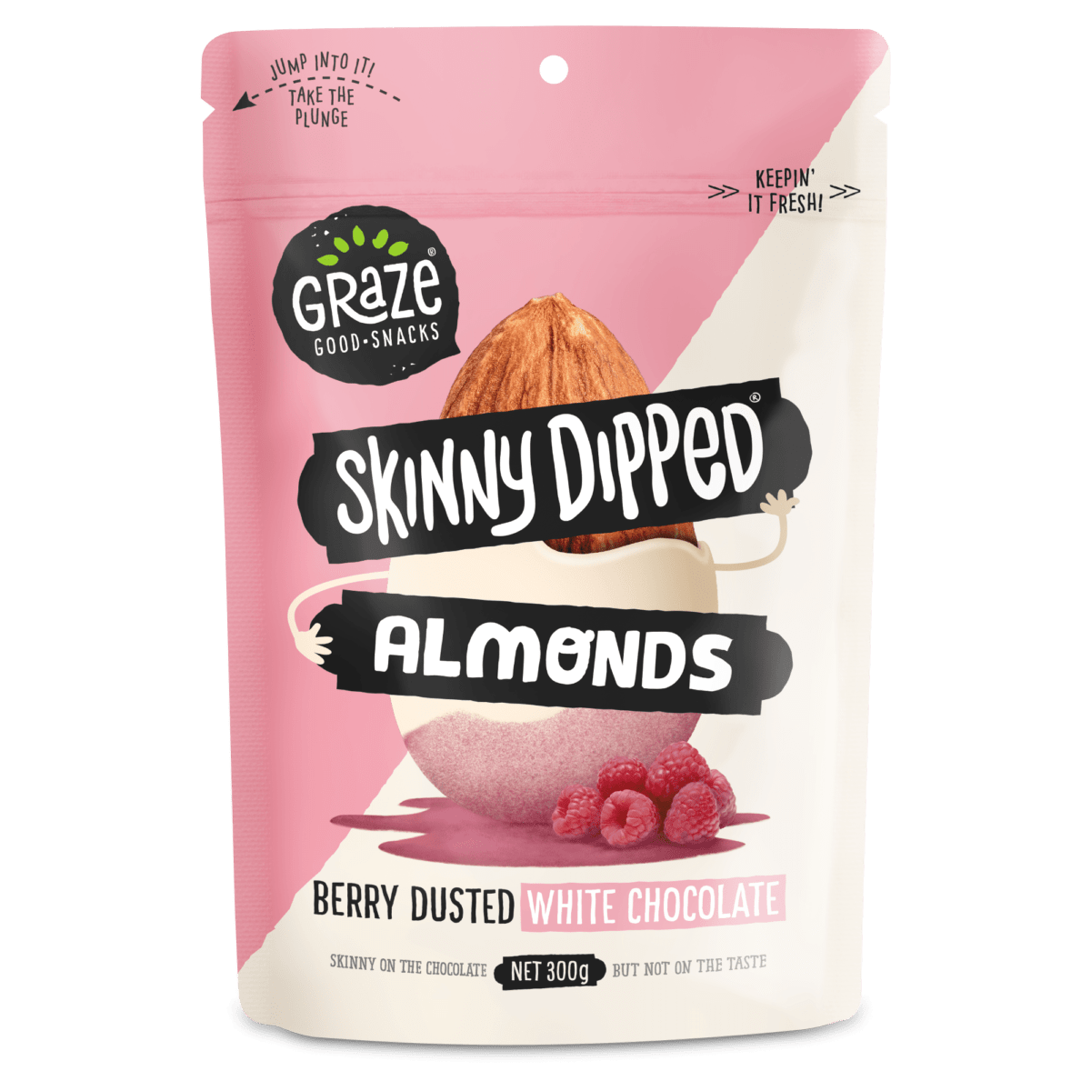 Graze Skinny Dipped Almonds berry dusted White Chocolate 300g