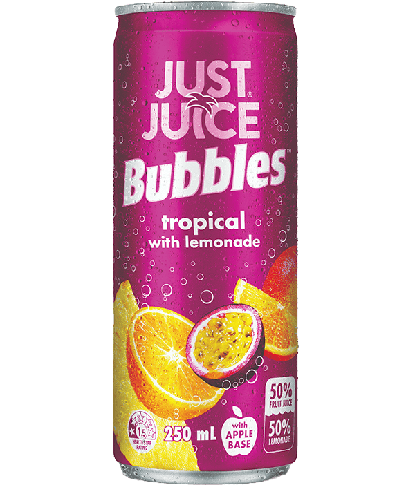 Just Juice Bubbles Tropical can 250ml