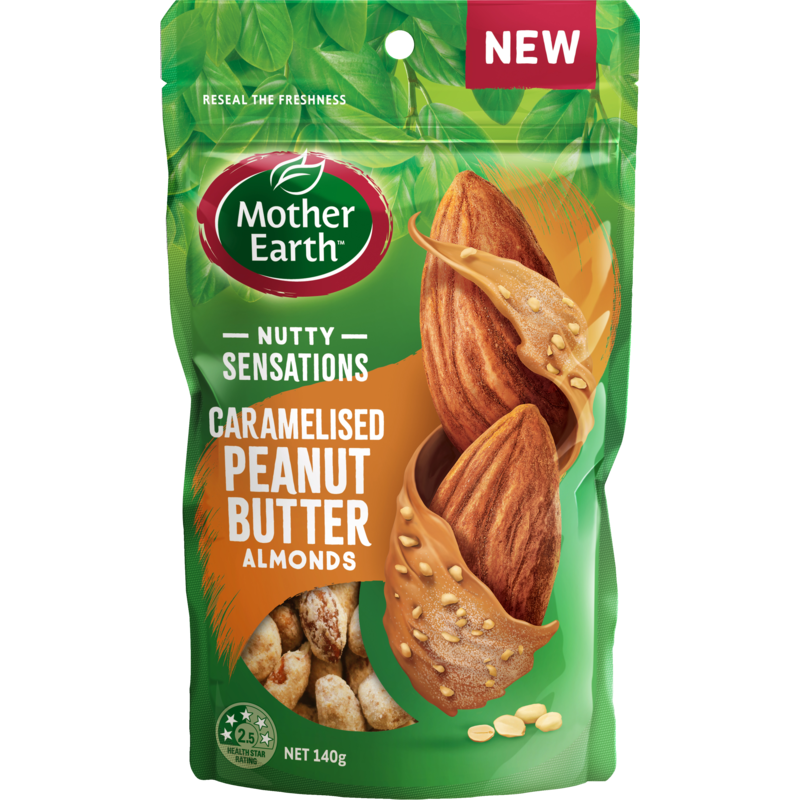 Mother Earth Nutty Sensations Caramelised Peanut Butter Almonds 140g
