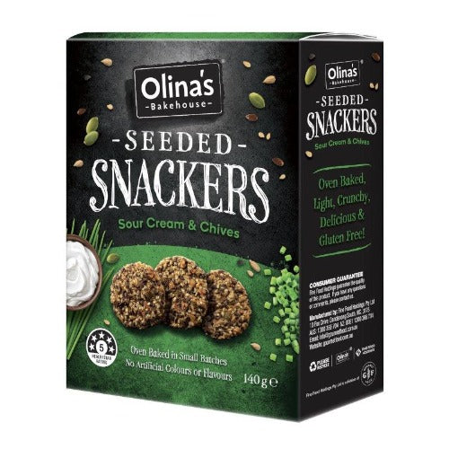 Olinas Bakehouse Sour Cream & Chives Seeded Snackers 140g DISCONTINUED