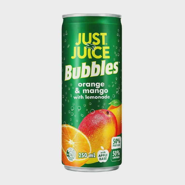 Just Juice Bubbles Orange & Mango can 250ml