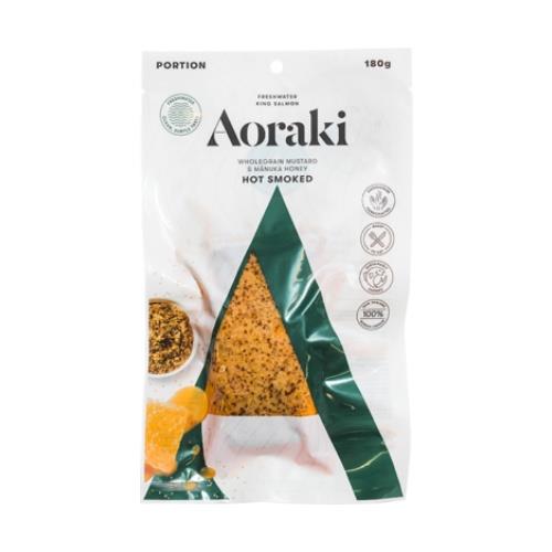 Aoraki Hot smoked Salmon portions Honey mustard 180g