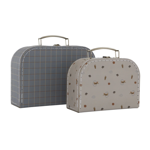 Mini Suitcase Tiger & Grid - Set of 2