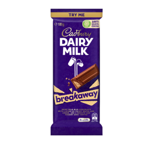 Cadbury Breakaway Dairy Milk Chocolate Block 180g