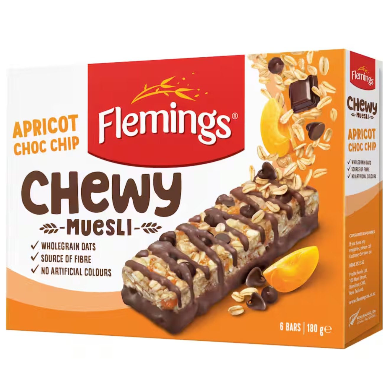 Flemings Chewy Muesli Bar Apricot Choc Chip 180g