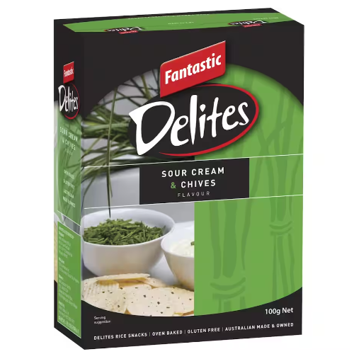 Fantastic Delites Rice Crackers Sour Cream & Chives 100g