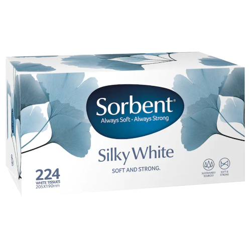 Sorbent Silky White Tissues 224pk