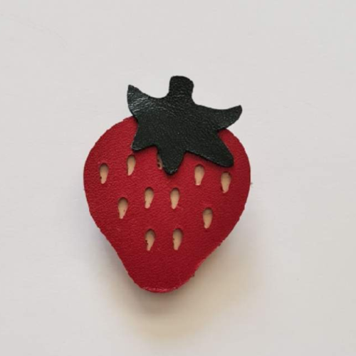 Leather Strawberry Brooch