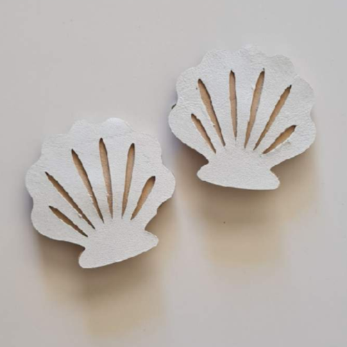 Leather shells Clips - White