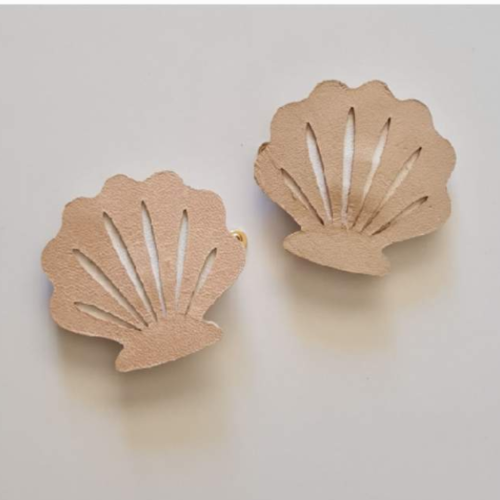 Leather shells Clips - Beige
